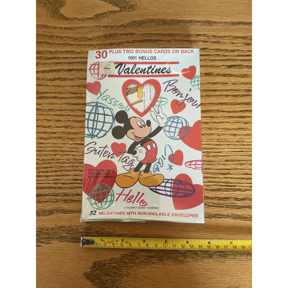 Vintage Mickey Mouse 1001 Hellos Valentines 32 Count Box Sealed Disney Retro